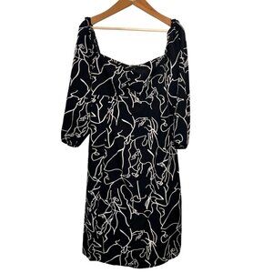 Artsy Indie Novelty Faces Art to Wear Unique Teacher Graphic Abstract Dress 18